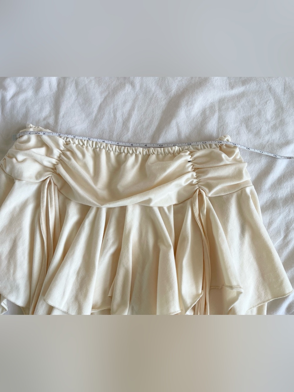 Y2K Cream Ruffled Mini Skirt - Picture 3 of 5